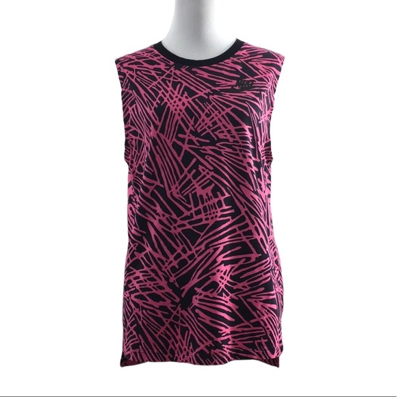 Nike Black Pink Patterned Two Toned Streak Muscle Tank Top Womens Small - Picture 1 of 11